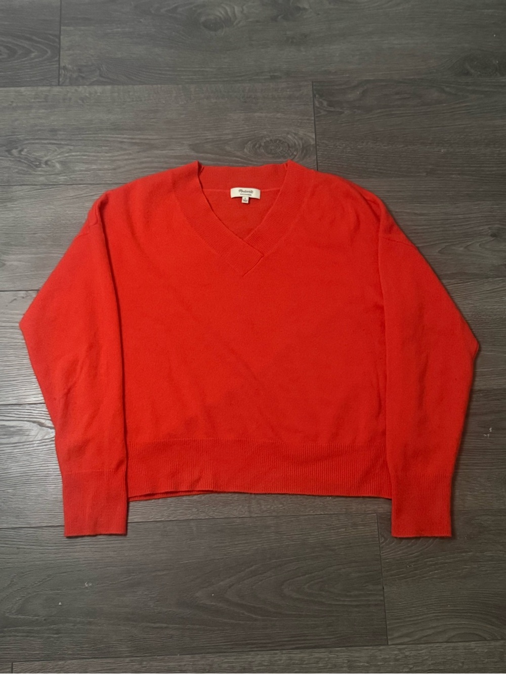 Madewell 100% Cashmere V-Neck Sweater Orange Size Large